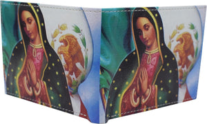 Printed Virgin Mary RFID Blocking Bifold Genuine Leather Virgin of Guadalupe Wallet with Gift box for men (Virgin Mary)-menswallet