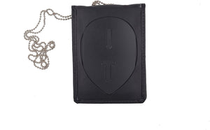 Genuine Leather Neck Chain Badge and ID Holder-menswallet