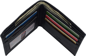 Swiss Marshall RFID Blocking Men's Carbon Fiber Leather Slim Bifold Wallets-menswallet