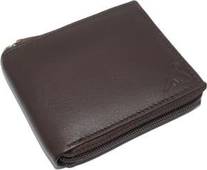 Cavelio RFID Blocking Cowhide Leather Zip-Around ID Bifold Wallet for Men with Gift Box (Black)-menswallet