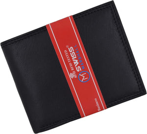 Swiss Marshal Premium Leather Men's Bifold Fixed ID Flap Card Holder Wallet-menswallet