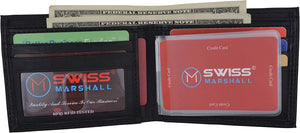 Swiss Marshall Men's Slim Bifold RFID Blocking Premium Genuine Leather Credit Card ID Wallet-menswallet