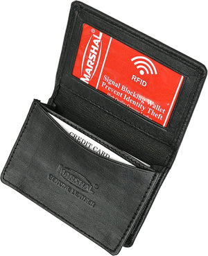 Marshal Wallet Genuine Leather Thin Business Card Case Minimalist Wallet-menswallet