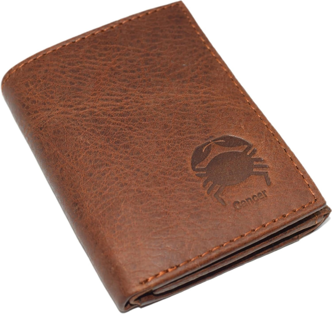 Cancer Men's RFID Blocking Real Leather Bifold Trifold Zodiac Sign Wallet (Trifold)-menswallet