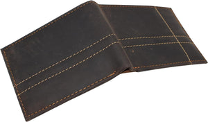 CAZORO Genuine Leather Wallets for Men-Handmade Italian Vintage Distressed Slim Bifold Men's Wallet with RFID Blocking ID Window (Vintage HTC)-menswallet