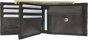 Marshal Center Flap 100% Lambskin Soft Leather ID Credit Card Bifold Wallet-menswallet