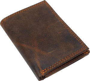 CAZORO Men's RFID Protected Slim Trifold Wallet Premium Vintage Leather Wallets for Men (Brown)-menswallet