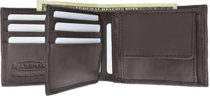 Marshal Center Flap 100% Lambskin Soft Leather ID Credit Card Bifold Wallet-menswallet