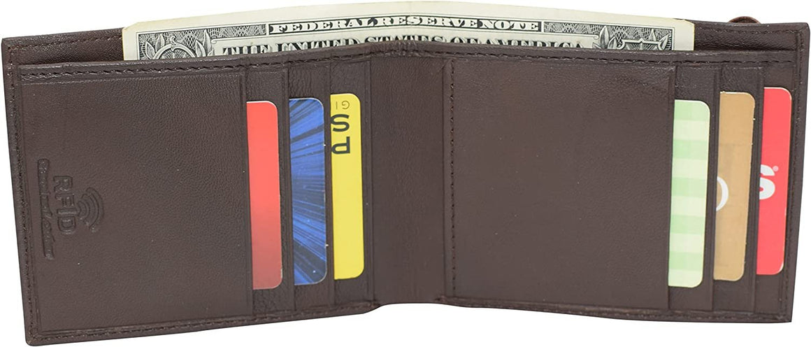 Marshal Genuine Leather Slim Bifold Exterior ID Card Holder Wallet with Elastic Band Closure-menswallet