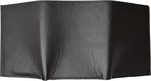 Leather Men Trifold Wallet with (6) credit card slots and center internal window ID Black by Marshal®-menswallet