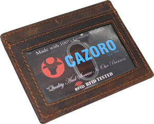 AirTag Holder Wallet RFID Vintage Leather Slim Minimalist Card Holder Compatible with AirTag (Brown)-menswallet