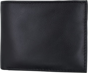 Swiss Marshall Men's RFID Blocking Genuine Leather Classic Bifold Wallet with Gift Box (Black)-menswallet