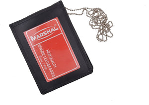 Genuine Leather Neck Chain Badge and ID Holder-menswallet