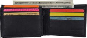 RFID Cow Napa Leather Extra Capacity Bifold Credit Card ID Mens Wallet-menswallet