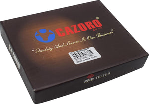 CAZORO RFID Blocking Hipster Bifold Men's Vintage Leather Multi-Card ID Holder European Wallet for Men (Logo)-menswallet