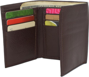 Cavelio Genuine Leather Mens RFID Blocking Slim Trifold Wallet Back ID Window with Gift Box (Black)-menswallet