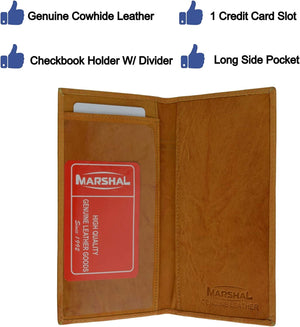 Marshal Checkbook Covers - Set of 2 - Genuine Leather (Burgundy-Tan)-menswallet