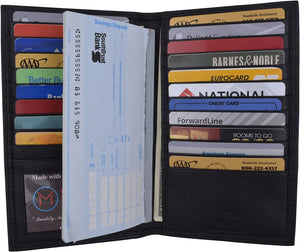 Swiss Marshall RFID Blocking Bifold Genuine Leather Credit Card ID Holder Long Wallet (Black)-menswallet