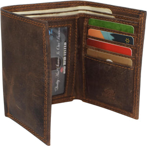 CAZORO Men's RFID Protected Slim Trifold Wallet Premium Vintage Leather Wallets for Men (Brown)-menswallet