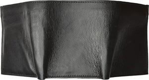 Leather Men Tri Fold Wallet FIXED Flip Up Window ID Black By Marshal®-menswallet
