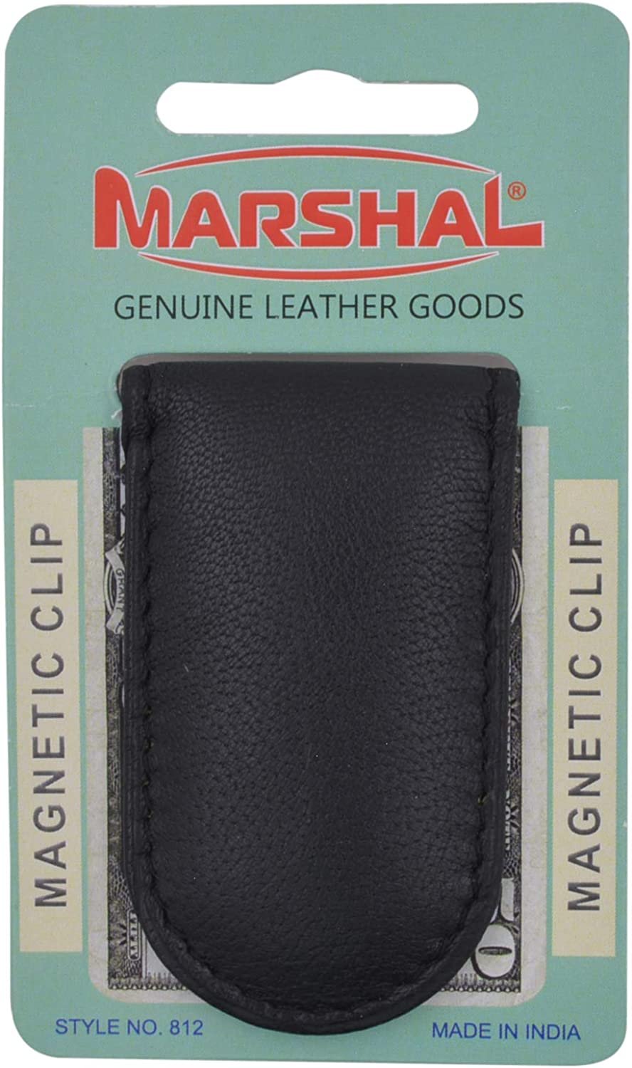 Marshal Wallet Genuine Leather Black Strong Magnetic Money Clip-menswallet