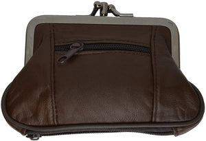100% Leather Change Purse with Clasp BR-menswallet