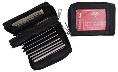 Marshal Wallet Accordion Wallet RFID Leather Card Wallet for Women Credit Card Holder, Adult Unisex, Size: Standard, Black