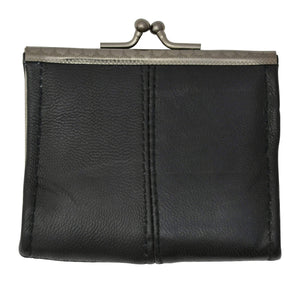Black Genuine Leather Change Purse with Twist Snap Enclosure 928013 (C)-menswallet