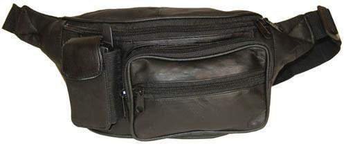 Black Genuine Leather Fanny Pack Waist Pouch with Cellphone Pocket & Adjustable Strap-menswallet