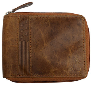 CAZORO Zipper Bifold Wallet for Men Women RFID Protected Genuine Leather-menswallet