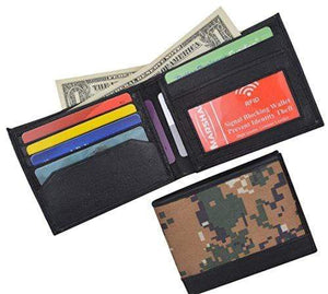 Camouflage RFID Blocking Soft Leather Men's Camo Simple Sim Thin Credit Card ID Holder Bifold Military Style Wallet-menswallet