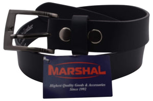 Casual Belt Men's 1.5" Wide Top Grain Genuine Leather Square Silver Buckle by Marshal-menswallet