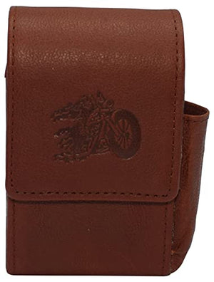 Cigarette Box Anti-Scratch Protective Storage Leather Case with Lighter Holder Biker Logo-menswallet