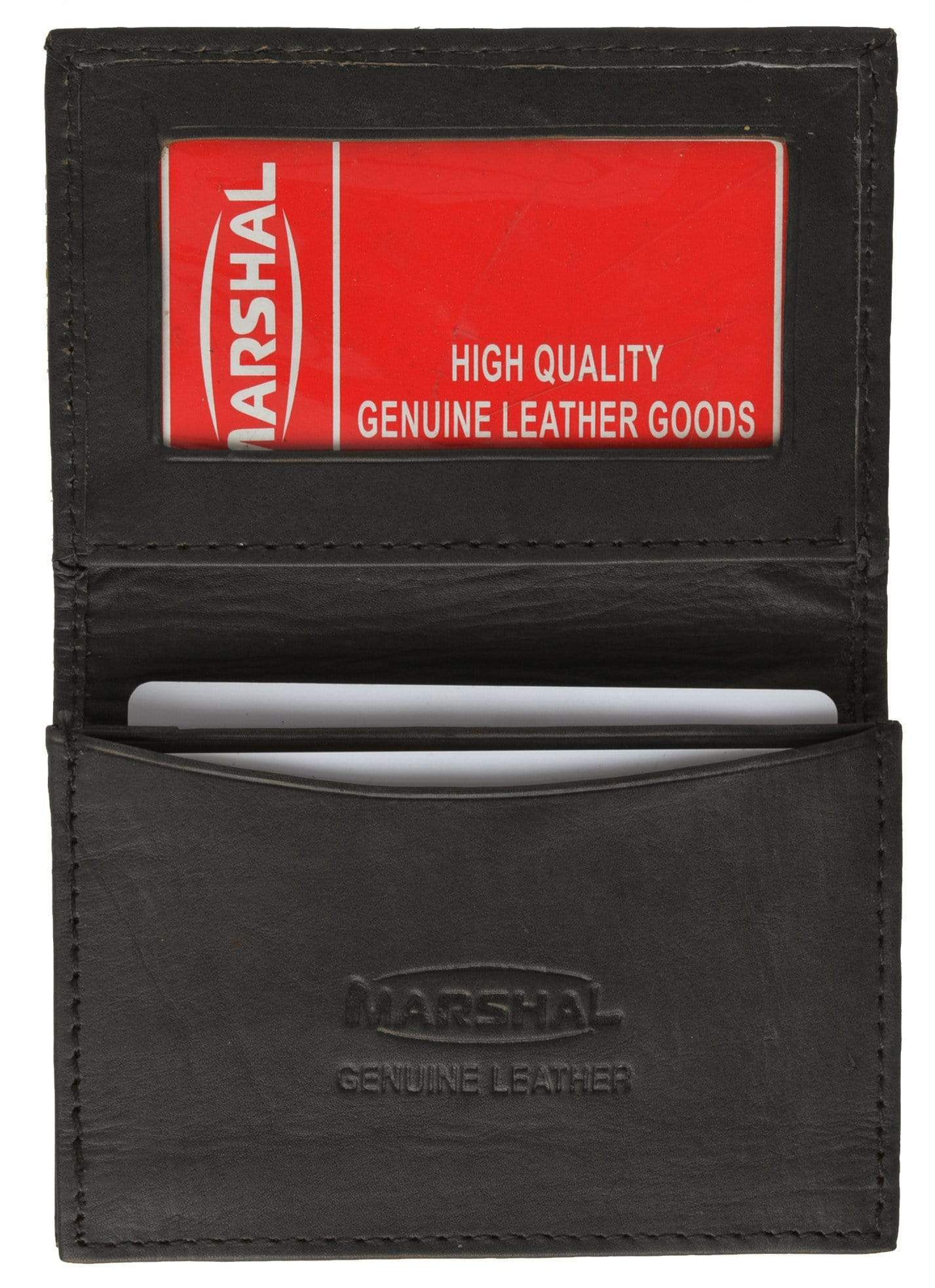 Men's Genuine Lambskin Leather Wallet - Removable ID Case, Black Satin Finish - Marshal Brand