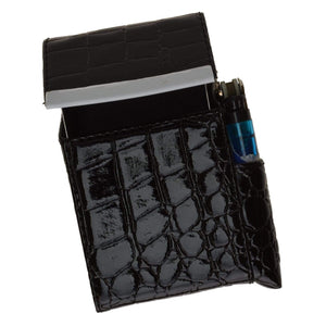 Crocodile Pattern Genuine Leather Cigarette Case Holder with Lighter Pocket 92812CR (C)-menswallet