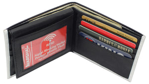 RFID Blocking Genuine Leather Printed Theme Bifold Wallets with Gift box for men-menswallet