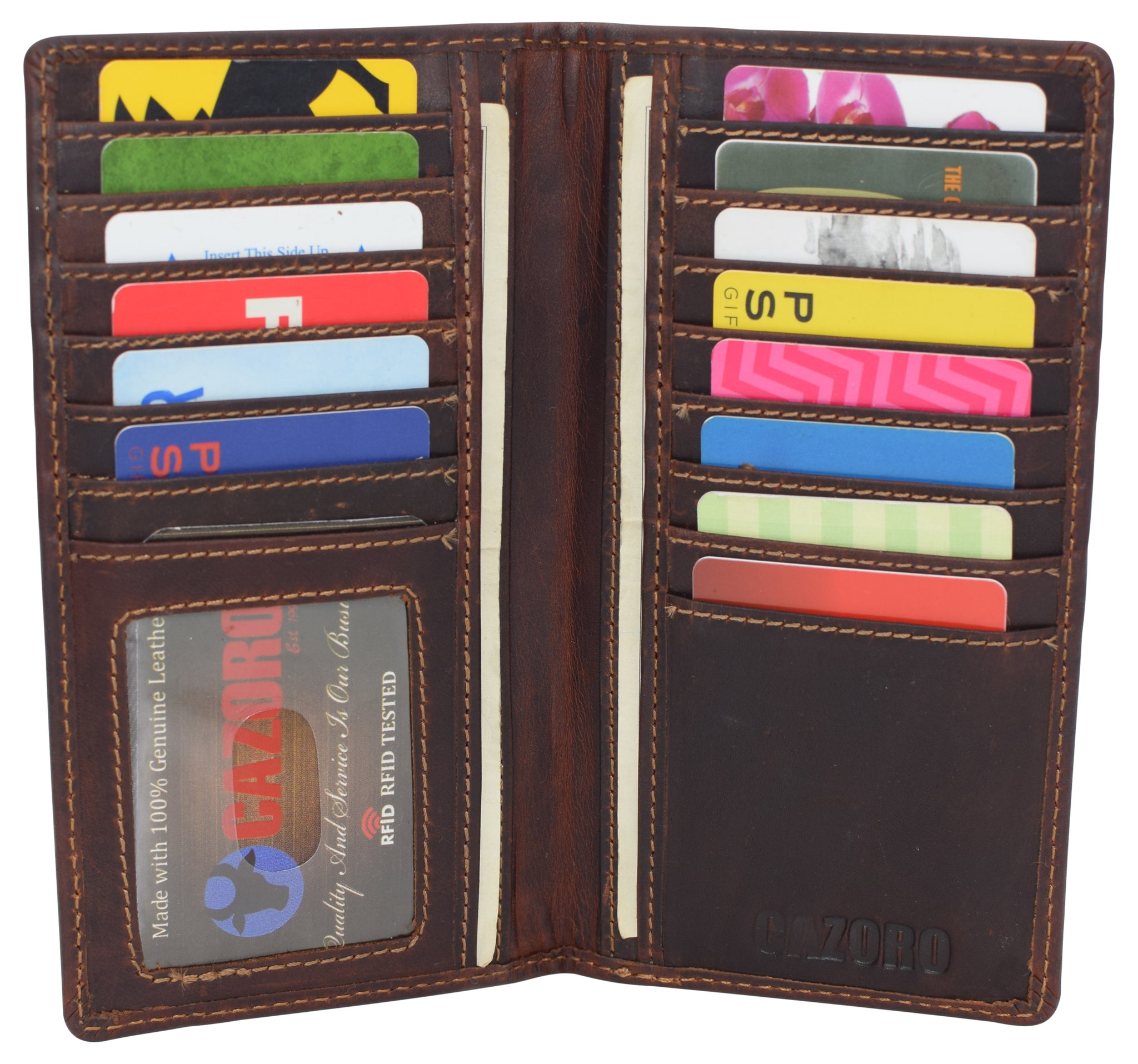 RFID Blocking Slim Long Bifold Vintage Leather ID Credit Card Holder Long Wallet RFID Blocking Slim Long Bifold Vintage Leather ID Credit Card Holder Long Wallet