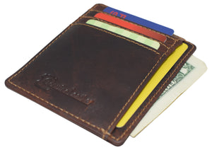 RFID Vintage Leather Front Pocket Wallet Slim Minimalist Secure Thin Credit Card Holder-menswallet