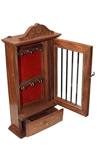 Deluxe-Rosewood-Handcrafted-Wooden-Key-Cabinet-with-6-Key-Hooks-and ...