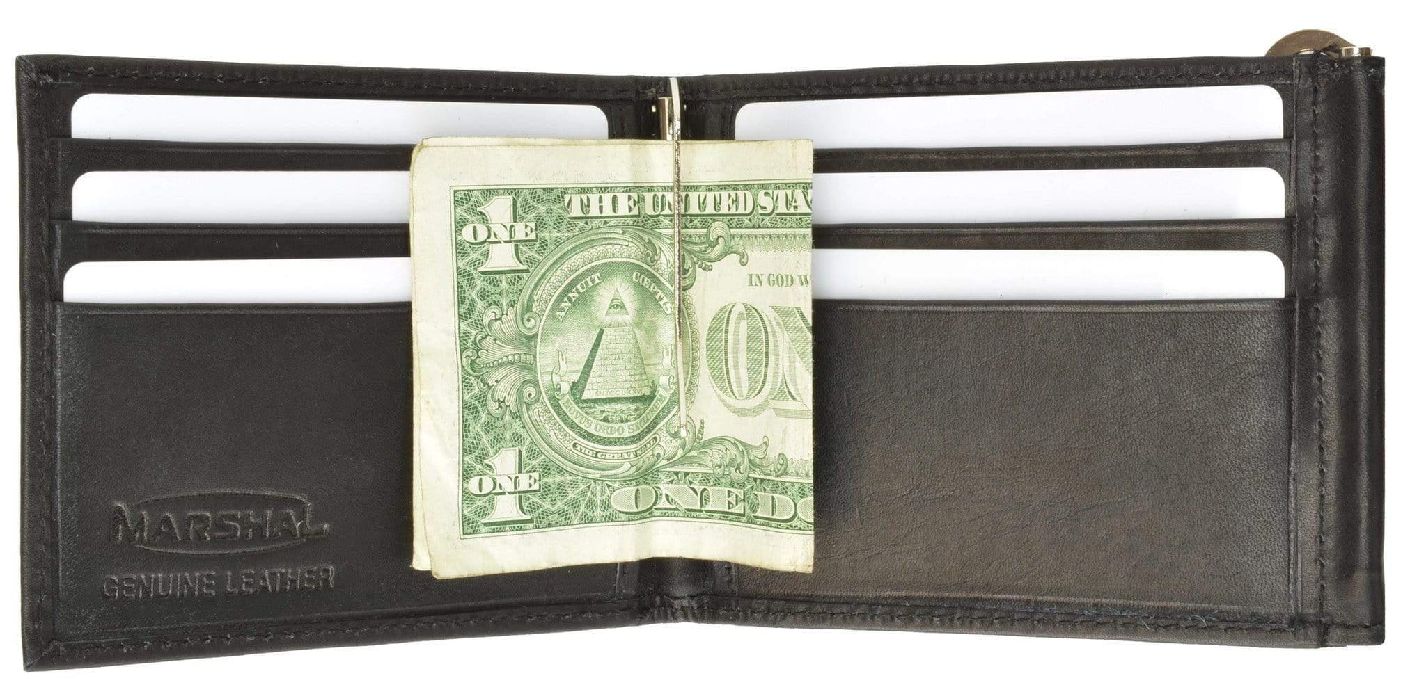 Double Money Clip with Credit Card Holder Brown