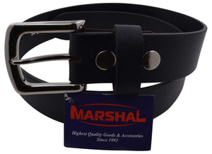 Durable Genuine Leather Mens Belt with Silver Buckle Black Brown by Marshal-menswallet
