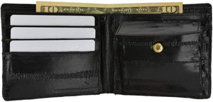 Eel Skin Soft Leather Bifold Credit Card Wallet with Coin Pouch E 59-menswallet