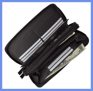 Eel Skin Unisex Double Zippered Checkbook Cover Wallet E 4575-menswallet