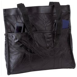 Embassy Italian Stone Design Genuine Leather Shopping/Travel Bag - Black-menswallet