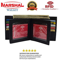 Genuine Leather Bifold Wallet For Men - Euro Hipster Style, Holds 20+ Cards, ID Window