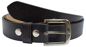 Full Grain Genuine Leather Black Casual Dress Belt with Removable Buckle-menswallet