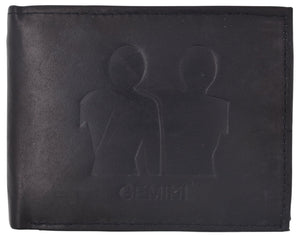 Gemini Zodiac Sign Bifold Trifold Genuine Leather Men's Wallets-menswallet