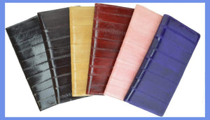 Genuine Eel Skin Leather Checkbook Cover Credit Card Holder ID Window E 154-menswallet
