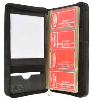 Genuine Leather 160 Cards Business Name ID Credit Card Holder Book Case Keeper Organizer Black-menswallet