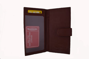 Genuine Leather Basic Checkbook Holder with Snap Closure Burgundy-menswallet